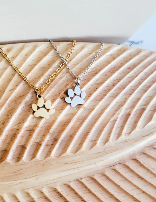 Custom Engraved Small Paw Print Necklace