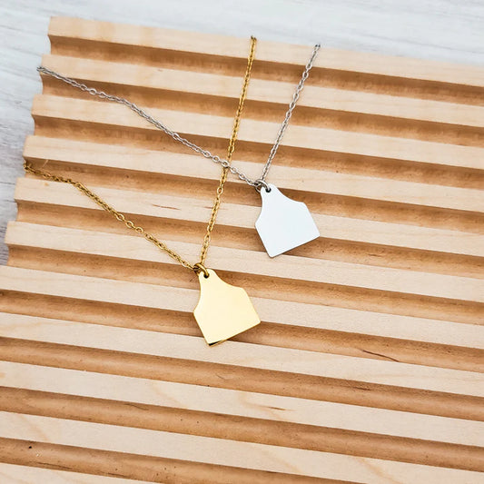 Custom Engraved Cow Tag Necklace