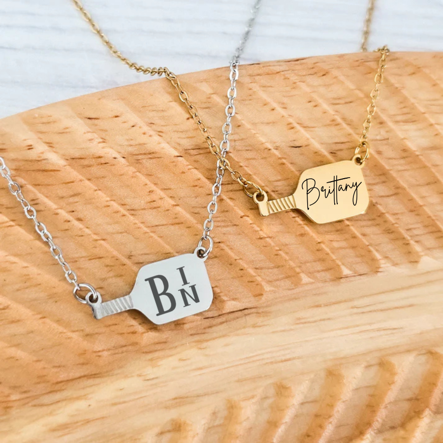 Custom Engraved Pickleball Necklace