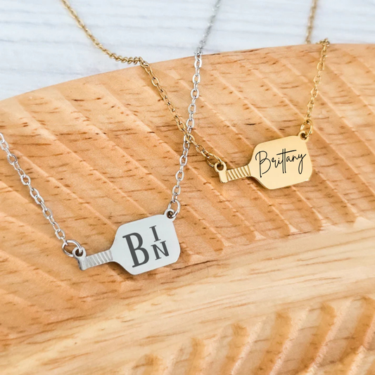 Custom Engraved Pickleball Necklace